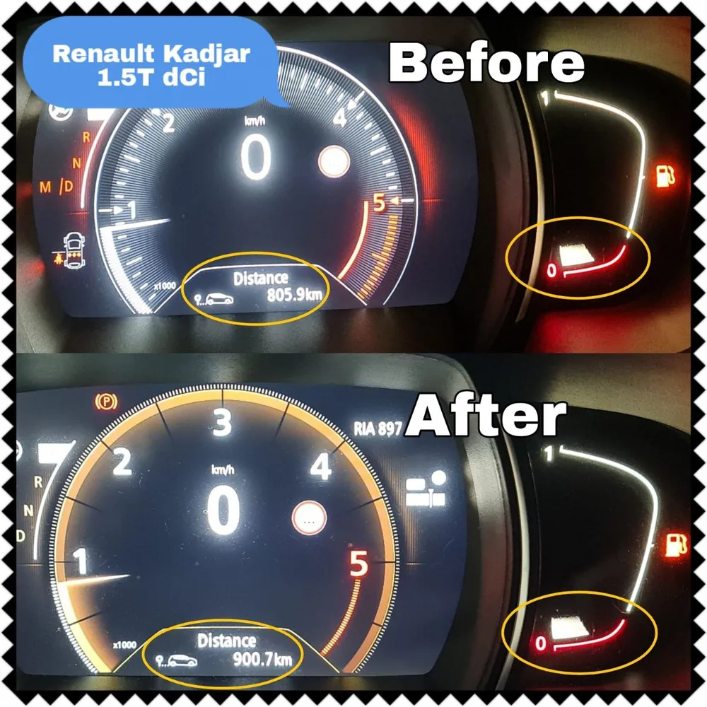 Renault Kadjar 1.5T dCi dashboard before and after Gewinnen installation